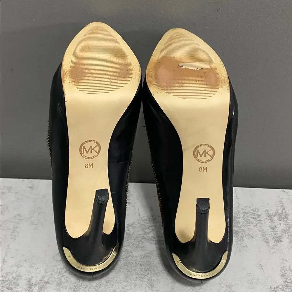 Michael Kors Leopard Cowhide and Black Stiletto Heels Size 8